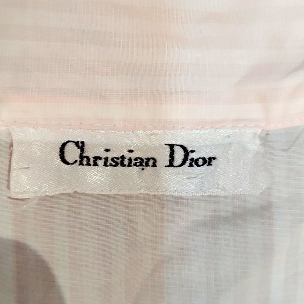 Vintage Christian Dior Pink Striped Pajama Shirt - Picture 3 of 6
